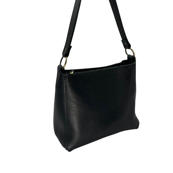 Portland Leather Goods Black Pebbled Leather Triangle Shoulder Bag - Picture 2 of 15